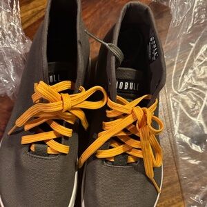 NOBULL Men's Charcoal Sneakers with Bright Orange Laces